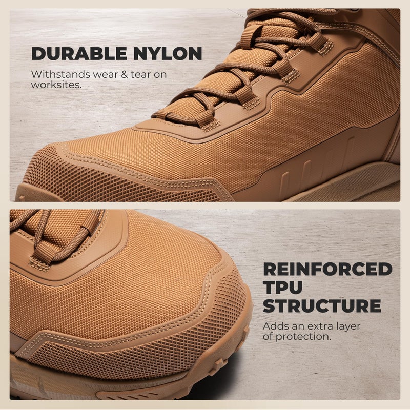 NORTIV 8 Composite Toe Boots for Men ASTM F2413-24 Safety Work Boots Lightweight Anti-Fatigue Non-Slip with Zipper for Warehouse Construction, Terrascope-nano,Size 10.5,Coyote,SNIB26008M - Image 5