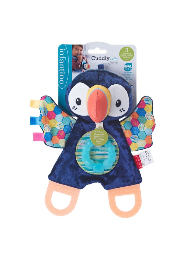 Infantino Cuddly Puffin Baby Teether Toy BPA-Free Silicone Textured Teething Toy 0M+ - Image 1
