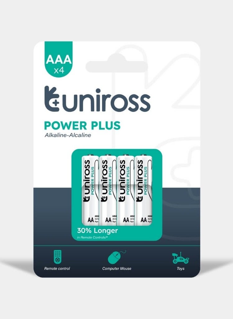 Uniross LR03 AAA Power Plus Alkaline Battery (Pack 4)