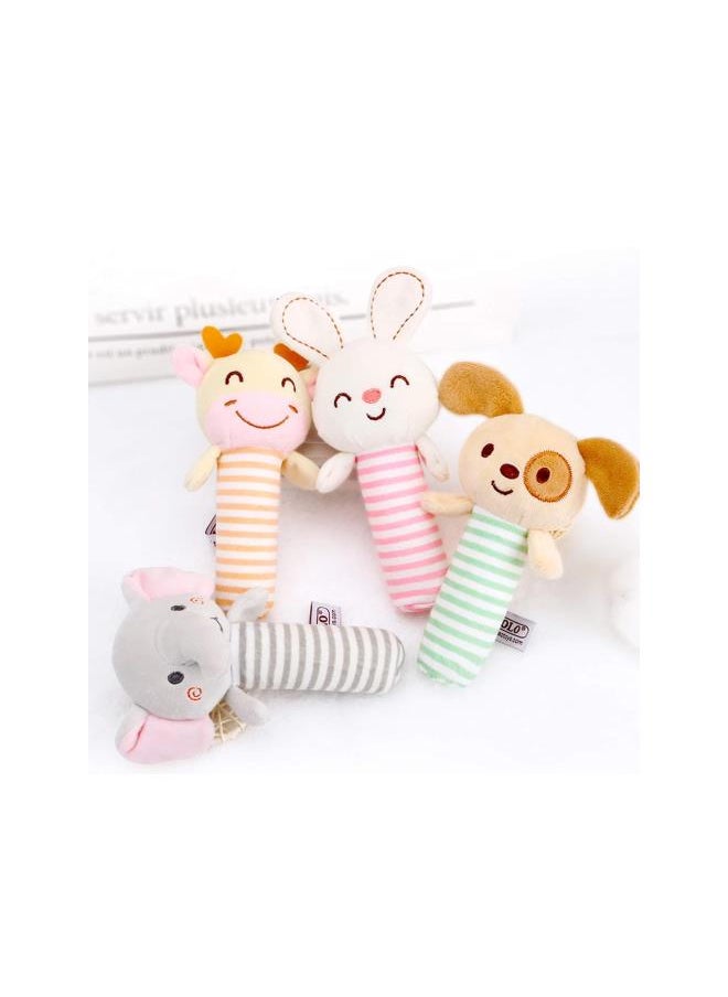 Generic - Baby Rattles Cartoon Stuffed Animal Soft Plush Hand Rattles for Infants Developmental Hand Rattle Toys for 0 3 6 9 12 Months Newborn Gift - Elephant, Dog, Rabbit, Deer - Image 1