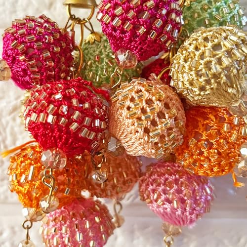 Adikala Craft Store Handmade Work Ethnic Sequin Tassel Latkan Set of 2 for Saree Pallu, Designer Blouse, Dupatta and Lehenga (Multi Color D4) - Image 2