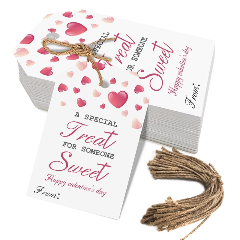 Aukolass Happy Valentine'S Day Tags  Valentine'S Day Gift Tags With String For Sweet Themed Party Or Valentine' Day Thank You Gift Tags Great For Party Favors (Sweet) - Image 1