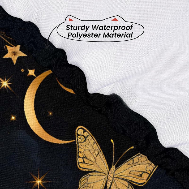 Golden Butterfly Animal Square Fitted Tablecloth Waterproof Elastic Card Table Cover Stretch Wipeable Polyester Square Table Protector for Dining Kitchen Home Outdoor Picnic Decor,34x34inch - Image 3