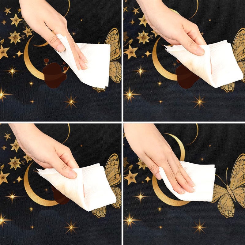 Golden Butterfly Animal Square Fitted Tablecloth Waterproof Elastic Card Table Cover Stretch Wipeable Polyester Square Table Protector for Dining Kitchen Home Outdoor Picnic Decor,34x34inch - Image 5