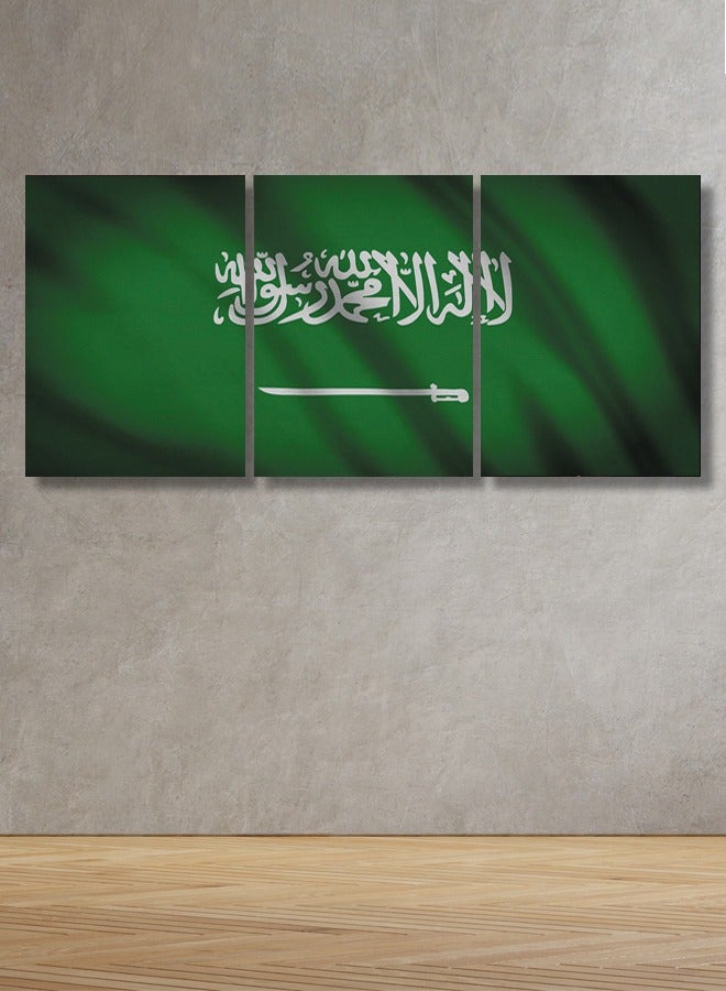 Marktna Set Of 3 Framed Canvas Wall Arts Stretched Over Wooden Frame with Saudi Flag Design - Image 1