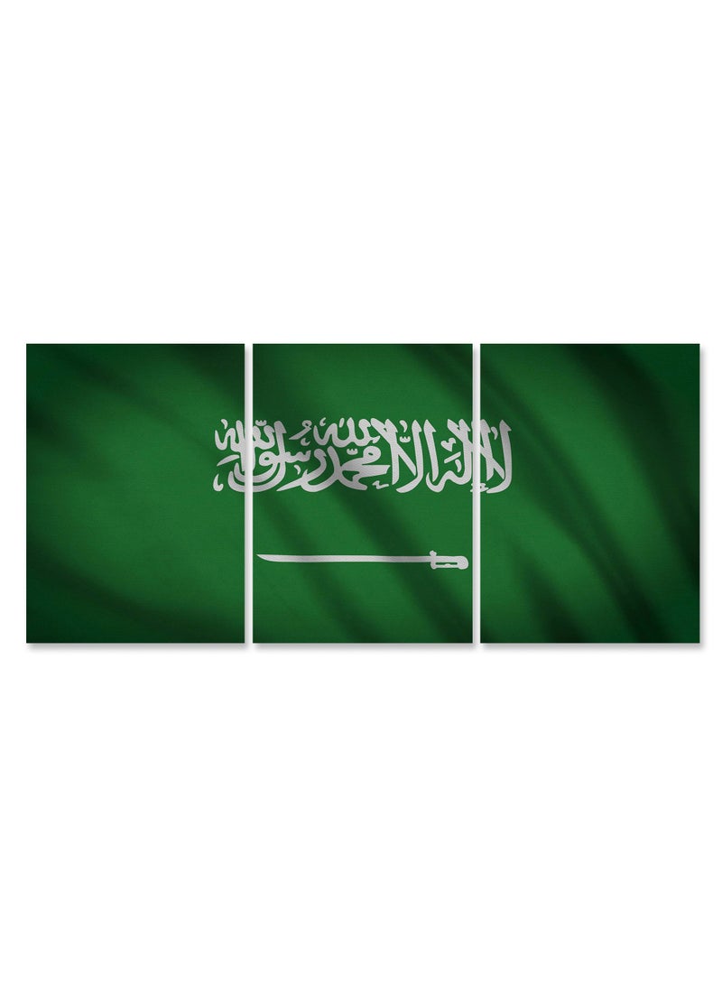 Marktna Set Of 3 Framed Canvas Wall Arts Stretched Over Wooden Frame with Saudi Flag Design - Image 2