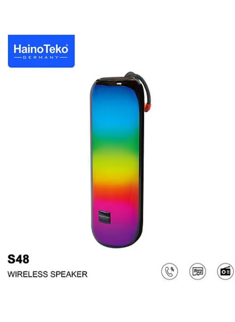 Haino Teko Portable Wireless Speaker with RGB Lights – High-Quality Sound, Compact Design, Rechargeable Battery for Parties, Outdoors, and Events – Black  - Image 1