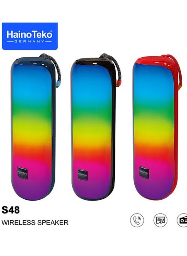 Haino Teko Portable Wireless Speaker with RGB Lights – High-Quality Sound, Compact Design, Rechargeable Battery for Parties, Outdoors, and Events – Black  - Image 4
