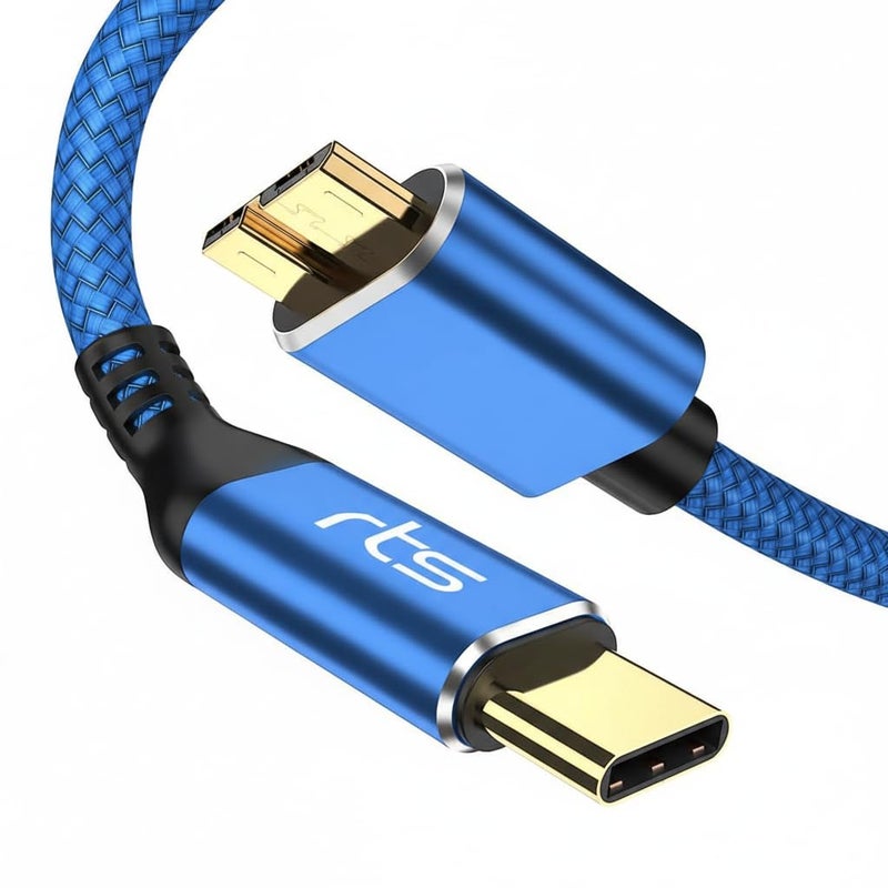 rts Type-C to Micro B External Hard Disk Drive HDD Cable (50CM) Micro B to USB C Cord 10Gbps USB C to Portable Hard Disk Cable Compatible for WD Seagate Hitachi Buffalo, LaCie, iPad/Tablet, iPhone 15 - Image 1