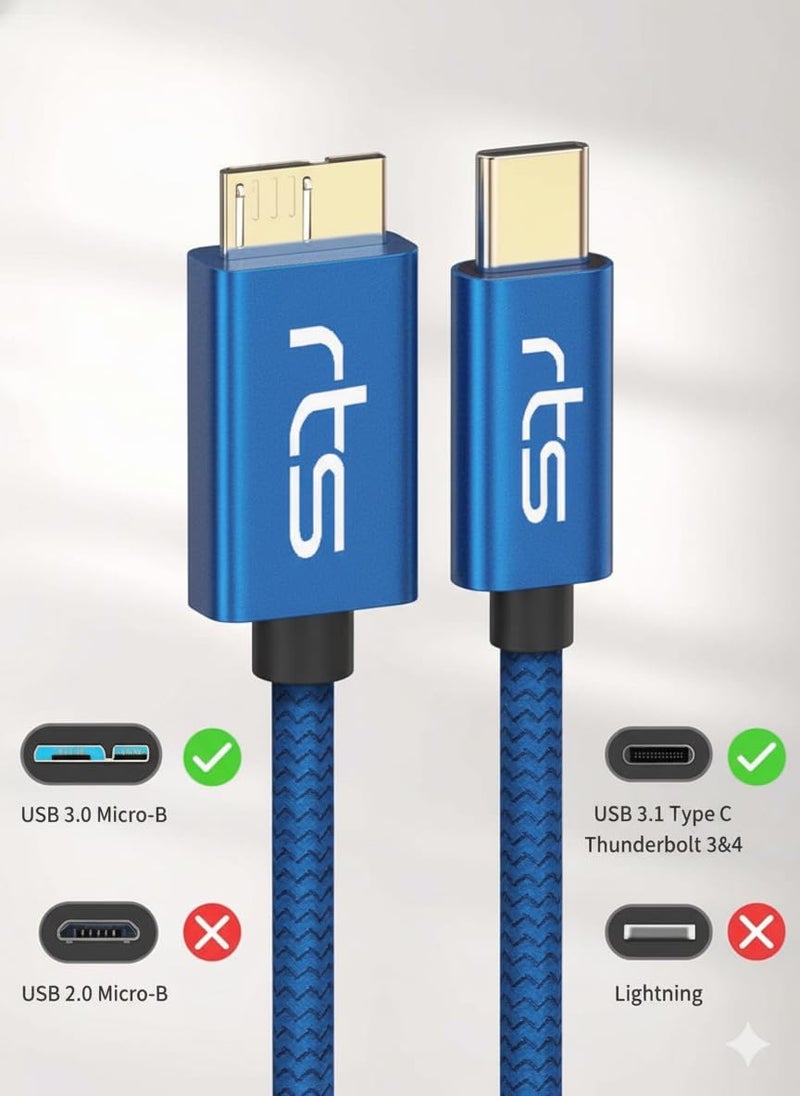 rts Type-C to Micro B External Hard Disk Drive HDD Cable (50CM) Micro B to USB C Cord 10Gbps USB C to Portable Hard Disk Cable Compatible for WD Seagate Hitachi Buffalo, LaCie, iPad/Tablet, iPhone 15 - Image 5