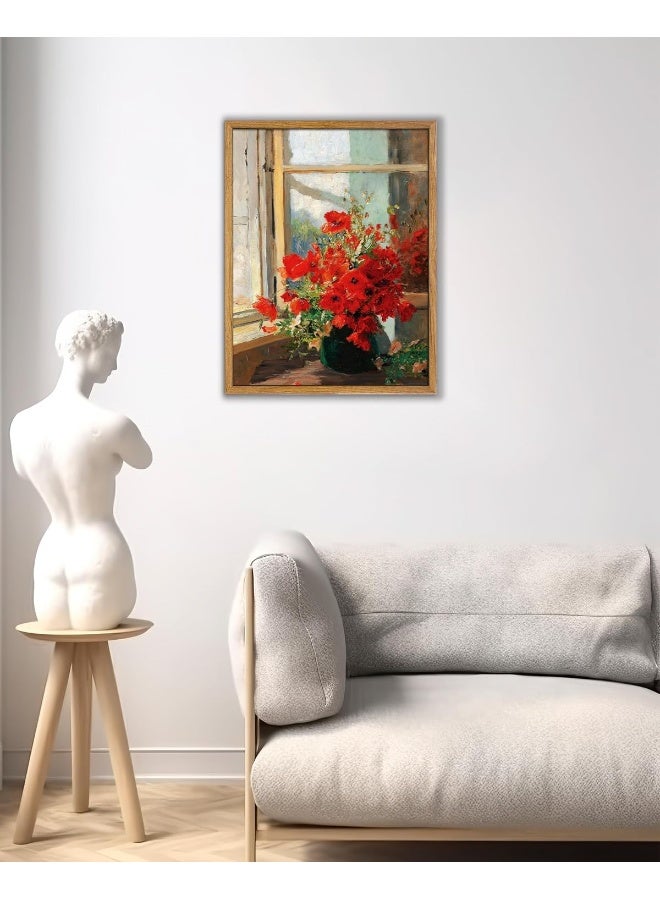 UPWOIGH Red Poppies Framed Wall Art, Vintage Wall Art, Modern Farmhouse Decor, Red Flowers Print, Antique Wall Decor 8x10in - Image 5