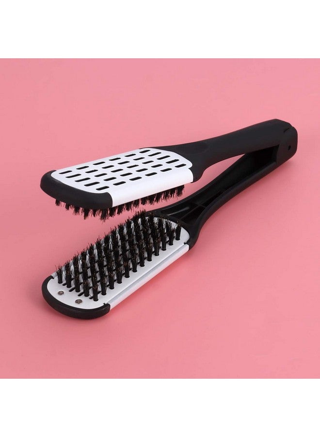 EXCEART Hair Straightening Comb Styling Tools Boar Bristle Double Sided Brush Comb Clamp (Black White) - Image 5