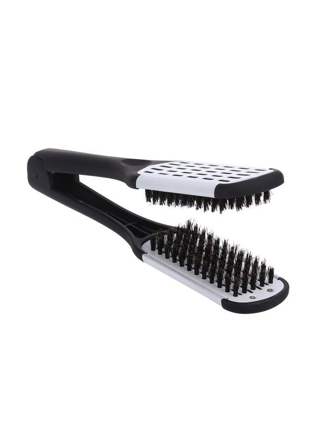 EXCEART Hair Straightening Comb Styling Tools Boar Bristle Double Sided Brush Comb Clamp (Black White) - Image 1