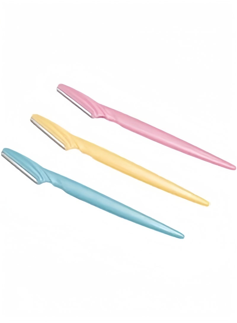 Three-Piece Mini Eyebrow Razor Set, Blue, Yellow and Pink, Facial Epilator, Eyebrow Trimmer - Image 1