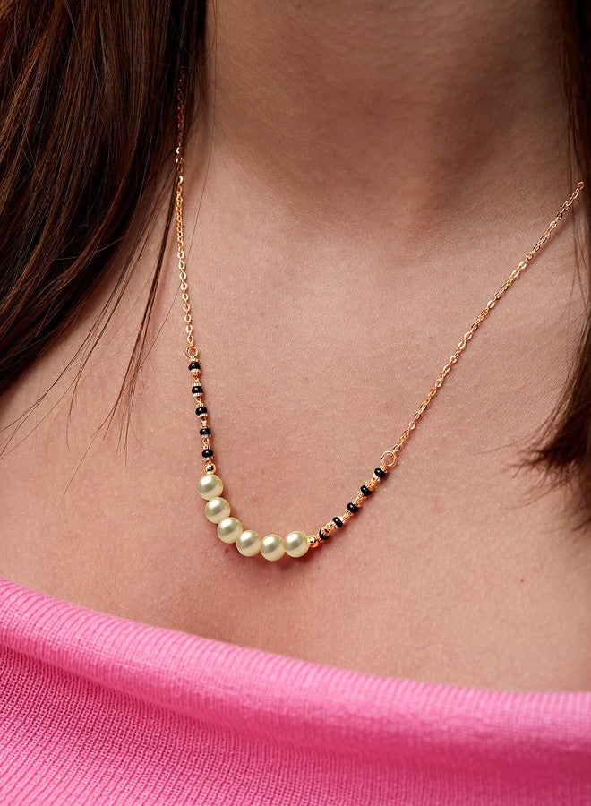 MINUTIAE Gold-Plated Artificial Stones and Beads Mangalsutra for Women's & Girls MNT0397GP_G - Image 2