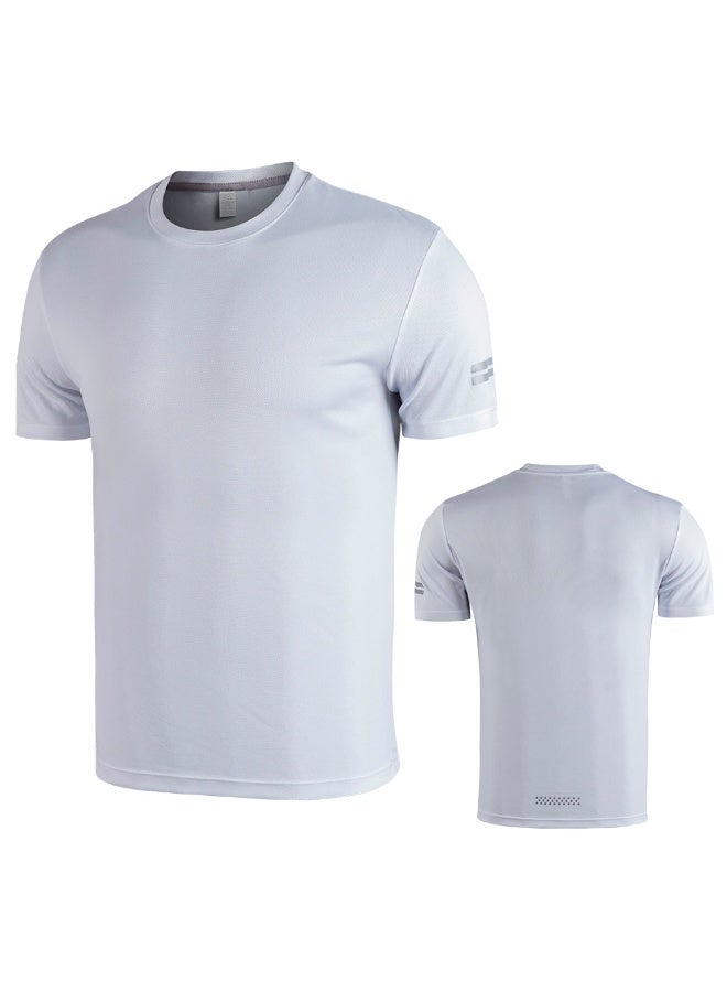 Men's Sports And Leisure T-shirts Fashion Simple Printed Short Sleeve Round Neck Mesh Breathable Loose Fitness Tops - Image 1