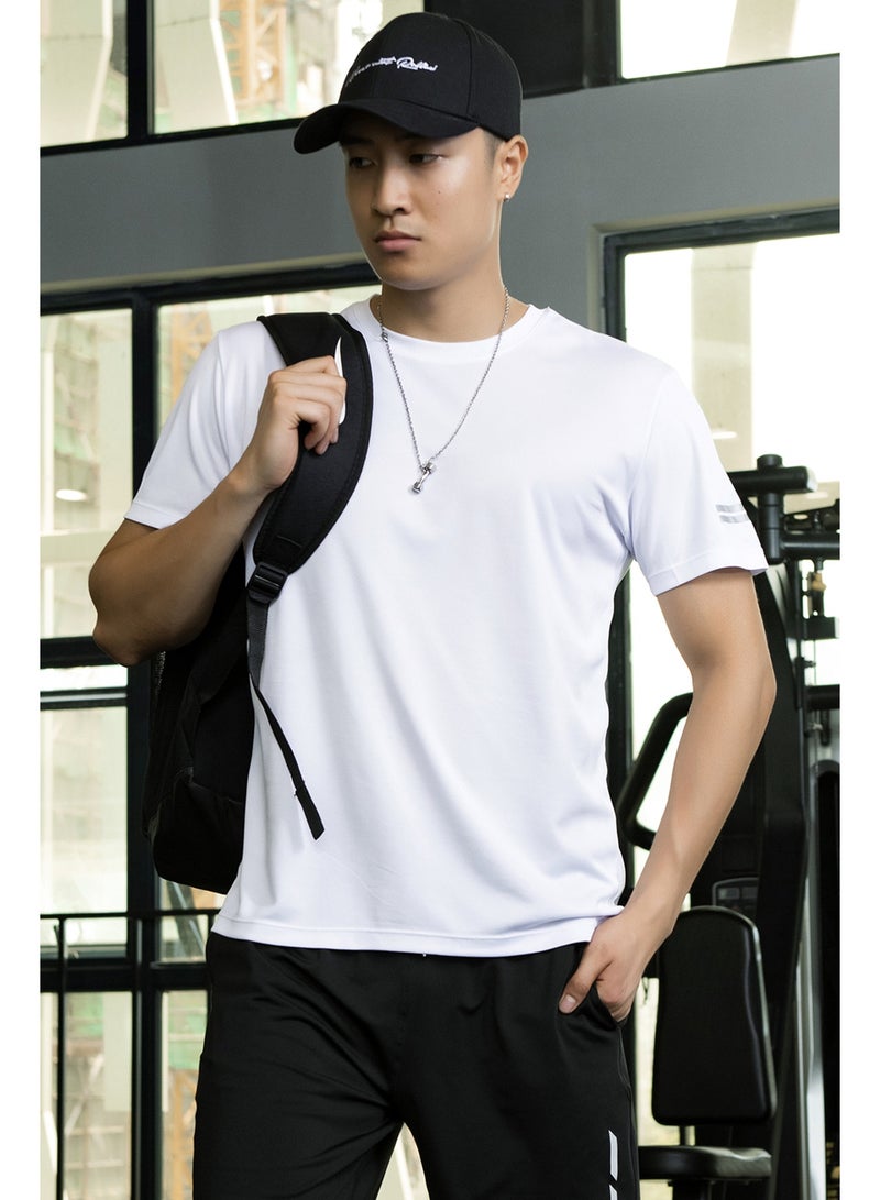 Men's Sports And Leisure T-shirts Fashion Simple Printed Short Sleeve Round Neck Mesh Breathable Loose Fitness Tops - Image 2