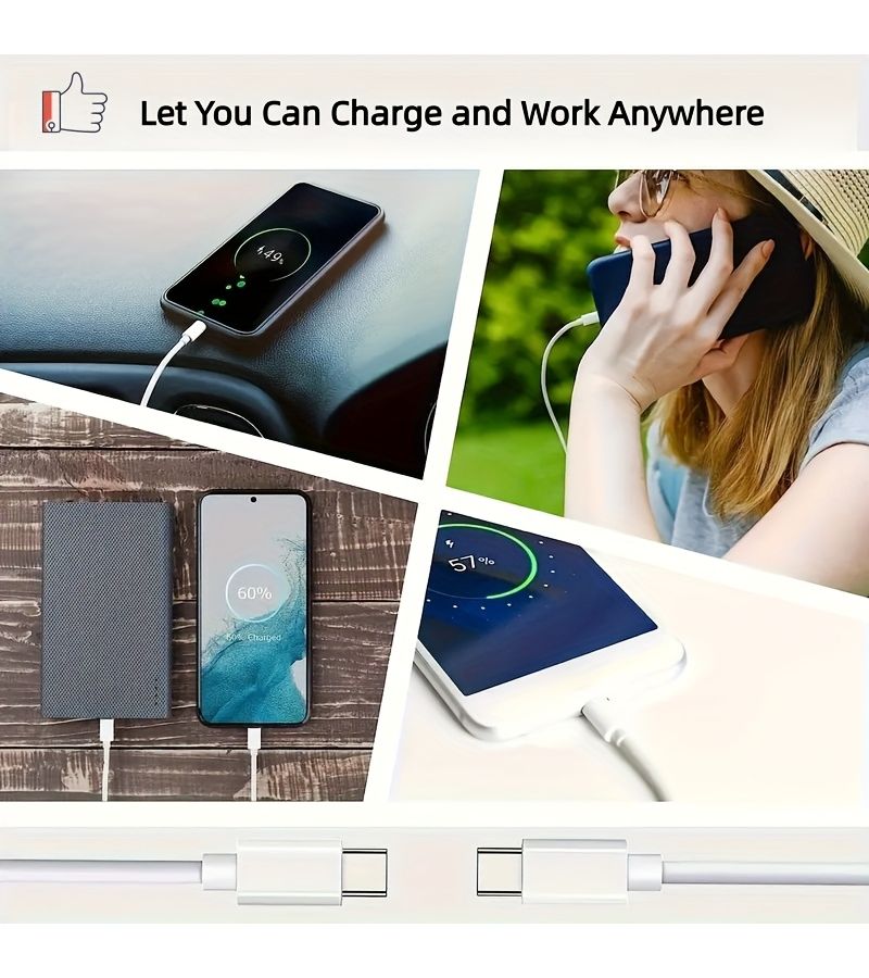 3 Pack Dual Port Type C Fast Charging Cable Tangle Free No Hot Car Data Cord - Image 4