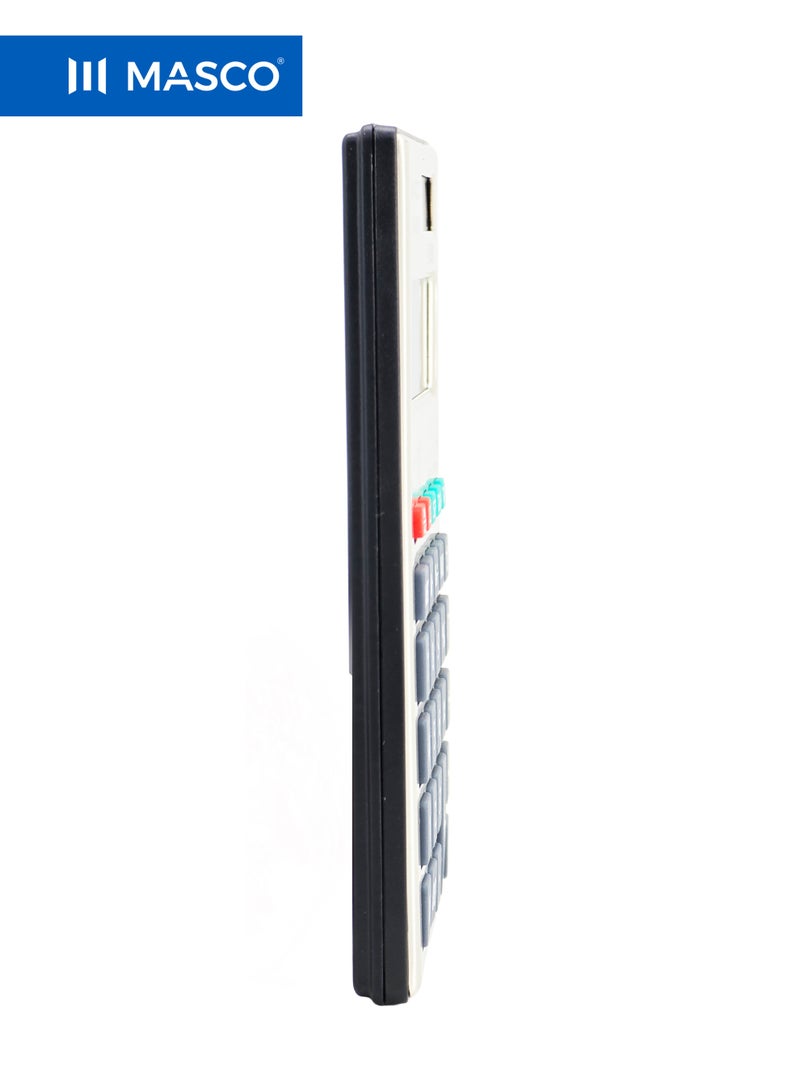 ماسكو آلة حاسبة مكتبية 12 رقمًا بشاشة كبيرة، تعمل بالطاقة الشمسية والبطارية، مع خاصية حساب الضريبة - Image 2