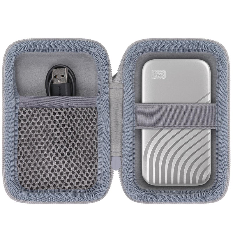 Aenllosi Hard Travel Case Compatible with Western Digital My Passport External Hard Drive 500 GB/1/2/4 TB,Portable Bag for WD Solid State Drives& USB Cable(Case Only,Grey) - Image 1