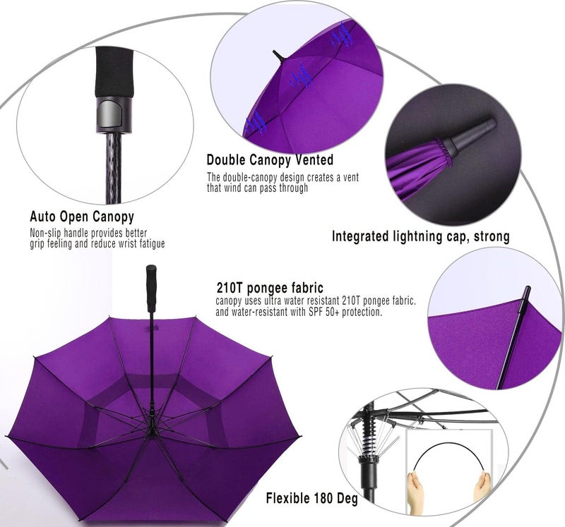SIEPASA Golf Umbrella Large 62/68/72 Inch Automatic Open Golf Umbrella Extra Large Oversize Double Canopy Vented Umbrella Windproof Waterproof for Men and Women. - Image 4