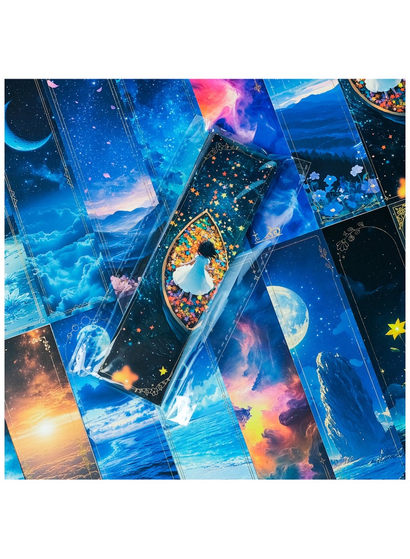 20Pcs Fantasy Starry Night Bookmarks,Paper Bookmarks for Book Lovers Men Women Teens,Unique Book Marks for Reading - Image 1