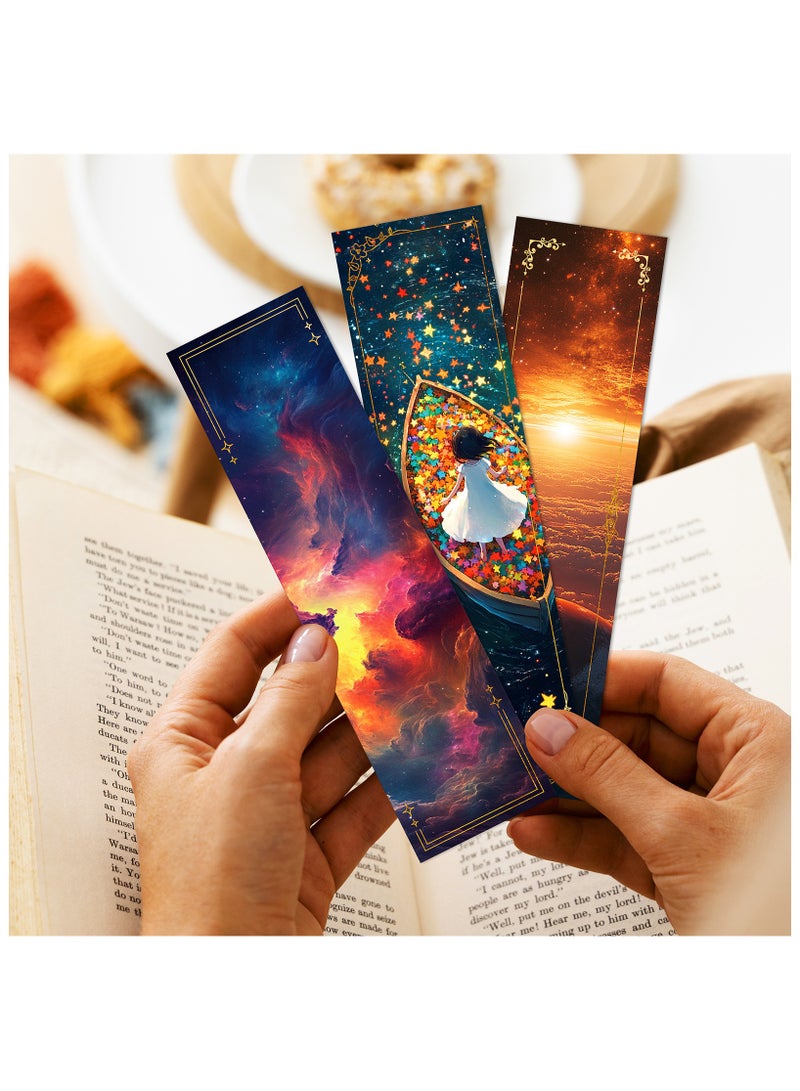 20Pcs Fantasy Starry Night Bookmarks,Paper Bookmarks for Book Lovers Men Women Teens,Unique Book Marks for Reading - Image 3