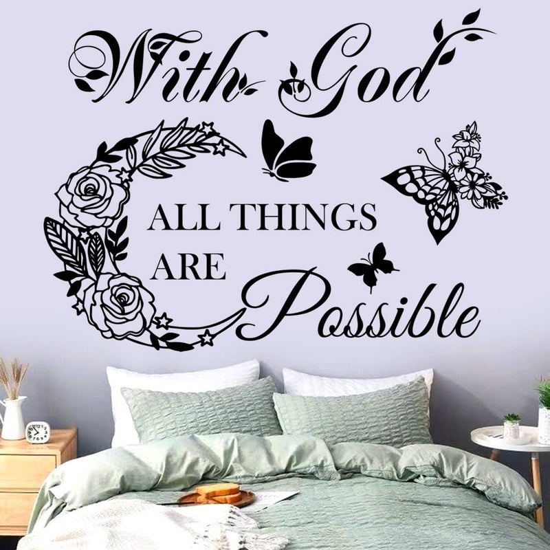 Casa Decor Inspirational God Things are Possible Vinyl Wall Sticker Peel and Stick Quote Bible Sticker Christian Wall Decor Quote Wall Art Stickers for Home Walls Living Room Bedroom Decoration - Image 5