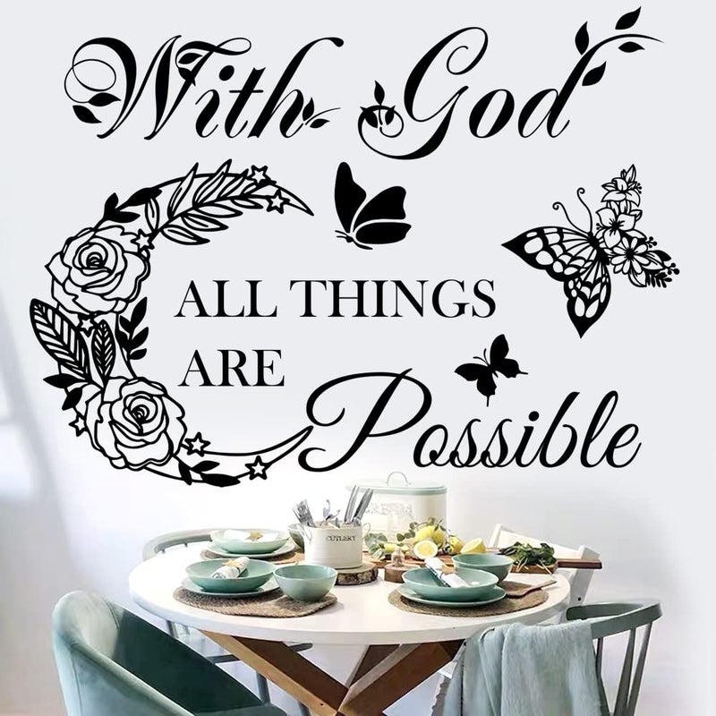 Casa Decor Inspirational God Things are Possible Vinyl Wall Sticker Peel and Stick Quote Bible Sticker Christian Wall Decor Quote Wall Art Stickers for Home Walls Living Room Bedroom Decoration - Image 4