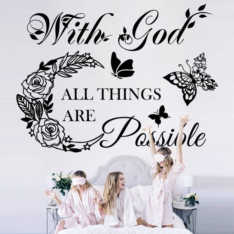Casa Decor Inspirational God Things are Possible Vinyl Wall Sticker Peel and Stick Quote Bible Sticker Christian Wall Decor Quote Wall Art Stickers for Home Walls Living Room Bedroom Decoration - Image 3