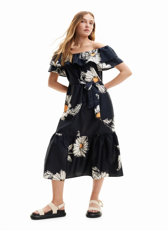 DESIGUAL Daisy Ruffle Midi Dress