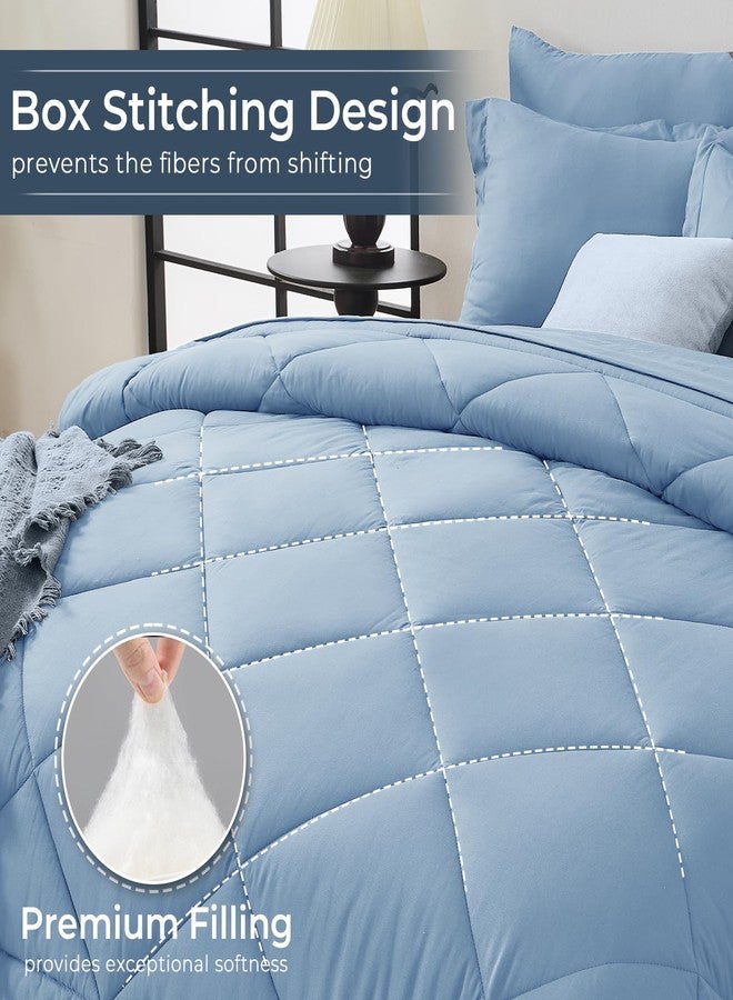 HEVUMYI Light Blue Full Comforter Set - 7-Piece All Season Bed in a Bag Full, Ultra Soft Bedding Set with Comforter, Flat Sheet, Fitted Sheet, Pillowcases, Pillow Shams - Image 4