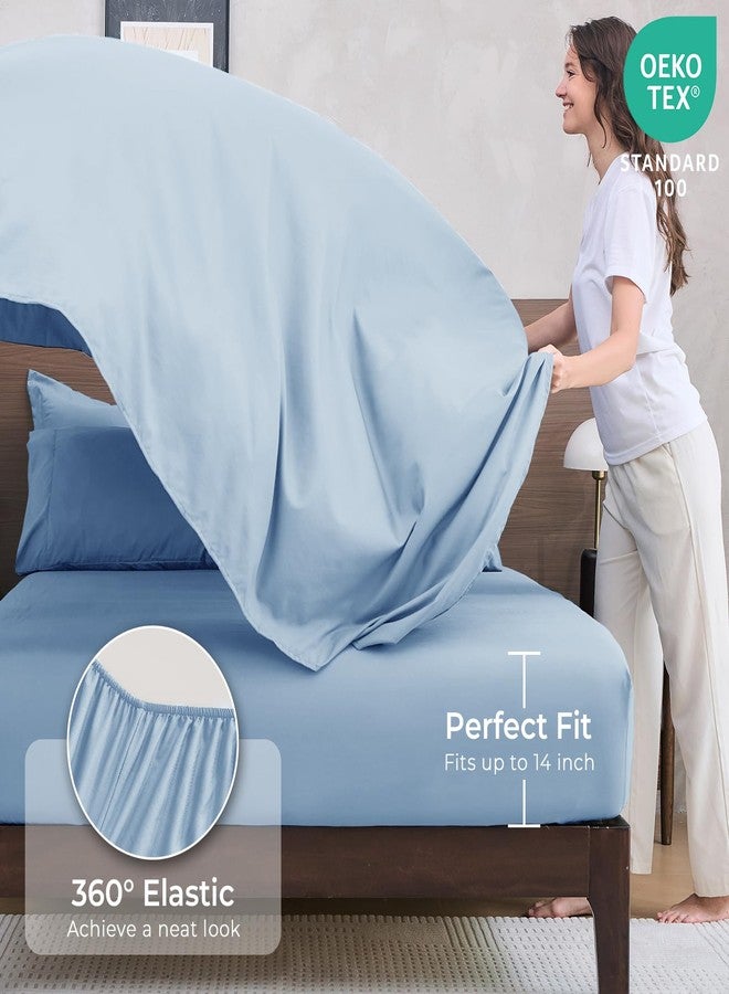 HEVUMYI Light Blue Full Comforter Set - 7-Piece All Season Bed in a Bag Full, Ultra Soft Bedding Set with Comforter, Flat Sheet, Fitted Sheet, Pillowcases, Pillow Shams - Image 5