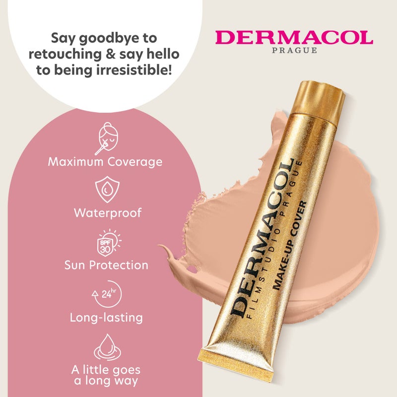 Dermacol - Full Coverage Matte Foundation with SPF 30, Waterproof Foundation for Oily Skin, Acne, & Under Eye Bags, Long-Lasting Makeup, 30g - Shade 211 - Image 3
