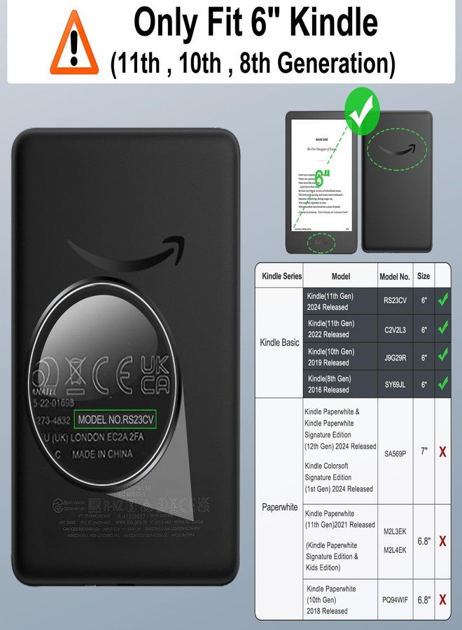 MoKo Case for 6" All-New Kindle(11th Generation 2024/2022 Release), Lightweight PU Leather Cover Stand Shell with Hand Strap Auto Wake/Sleep for Kindle 2024 11th Gen e-Reader, Glitter Black - Image 2