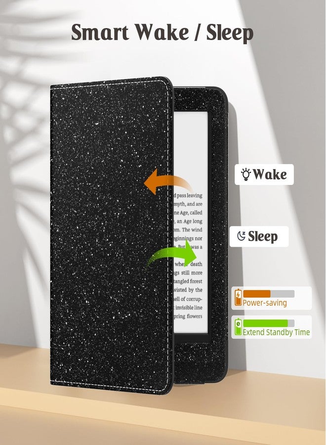 MoKo Case for 6" All-New Kindle(11th Generation 2024/2022 Release), Lightweight PU Leather Cover Stand Shell with Hand Strap Auto Wake/Sleep for Kindle 2024 11th Gen e-Reader, Glitter Black - Image 5