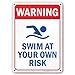 My Sign Center My Sign Center Warning Swim at Your Own Risk - Swimming Pool Rules Sign - 10" X 14" - .040 Heavy Duty Metal - Made in  - Image 2