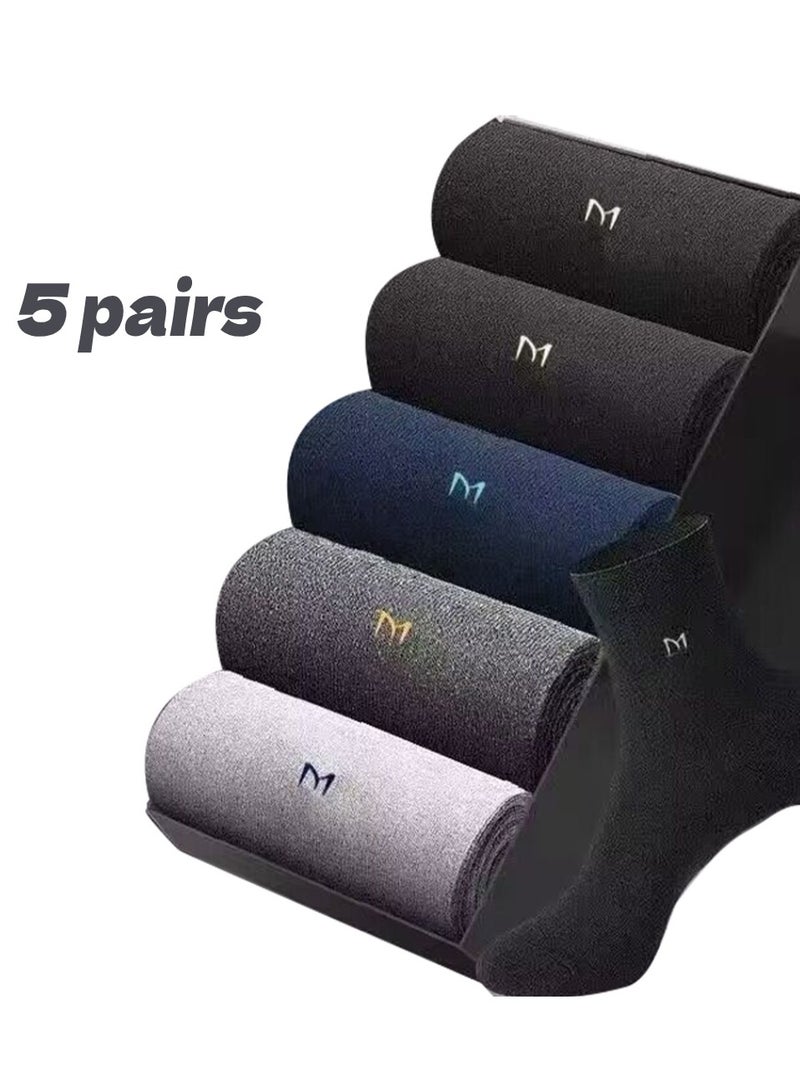 MIIOW 7A antibacterial cotton deodorant cotton socks men's mid-tube socks four seasons business sweat-absorbent breathable pure cotton socks men's socks - Image 1