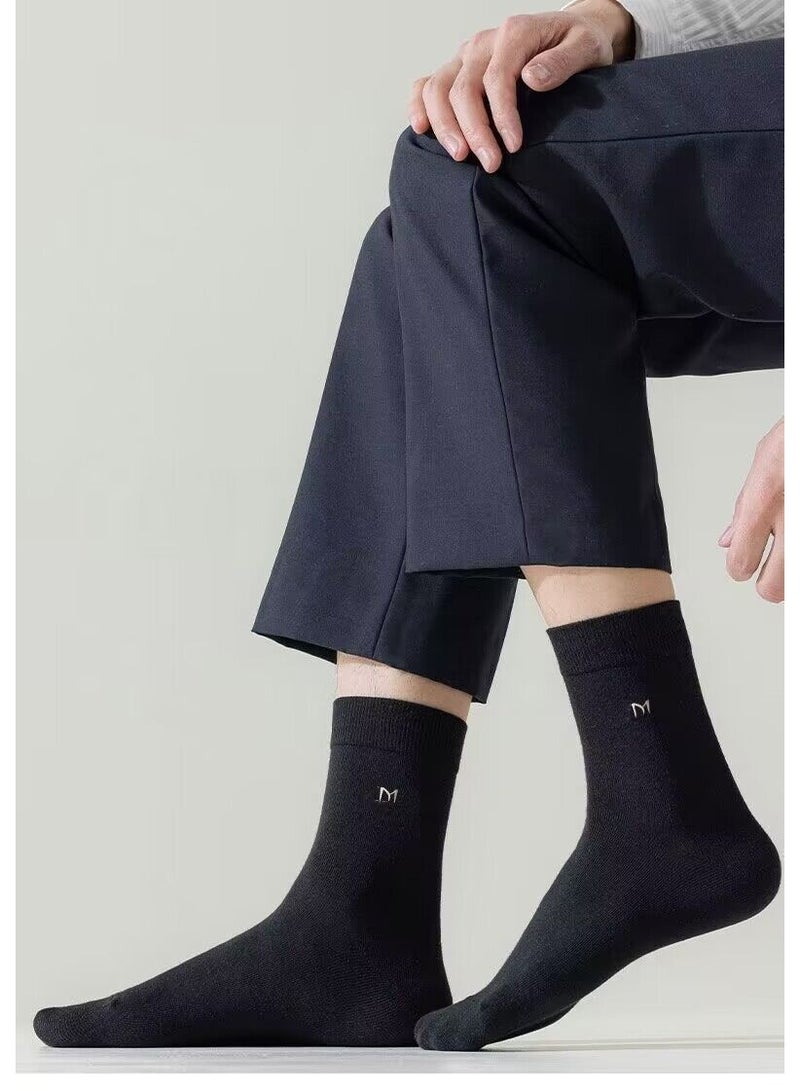 MIIOW 7A antibacterial cotton deodorant cotton socks men's mid-tube socks four seasons business sweat-absorbent breathable pure cotton socks men's socks - Image 2