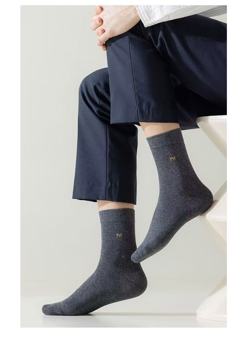 MIIOW 7A antibacterial cotton deodorant cotton socks men's mid-tube socks four seasons business sweat-absorbent breathable pure cotton socks men's socks - Image 4