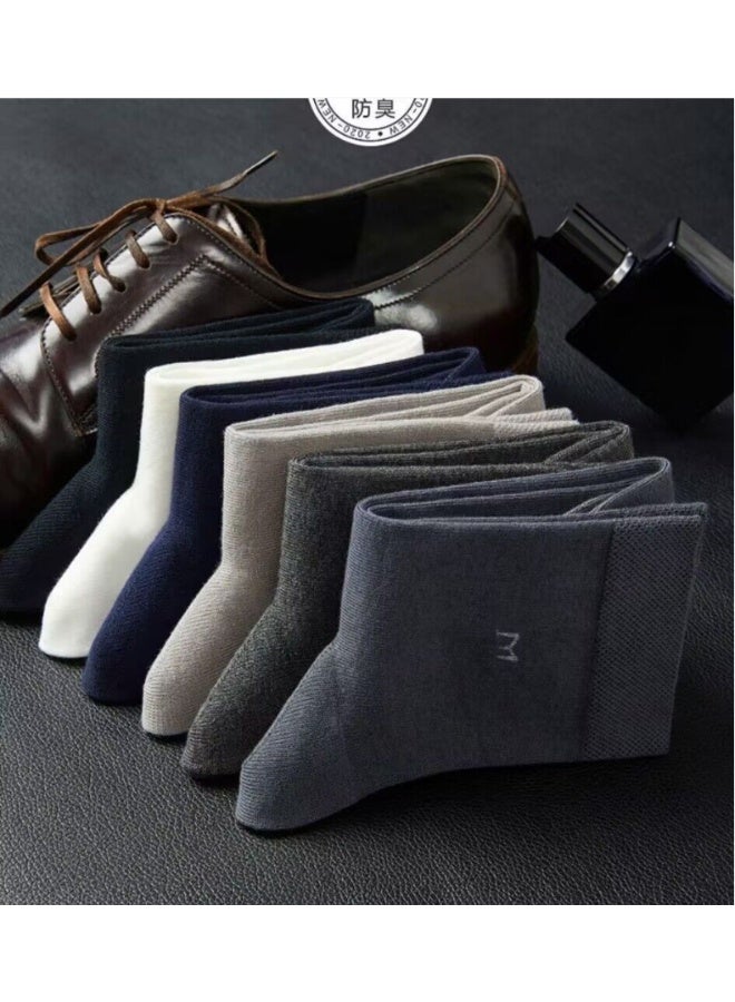 MIIOW 7A antibacterial cotton deodorant cotton socks men's mid-tube socks four seasons business sweat-absorbent breathable pure cotton socks men's socks - Image 5