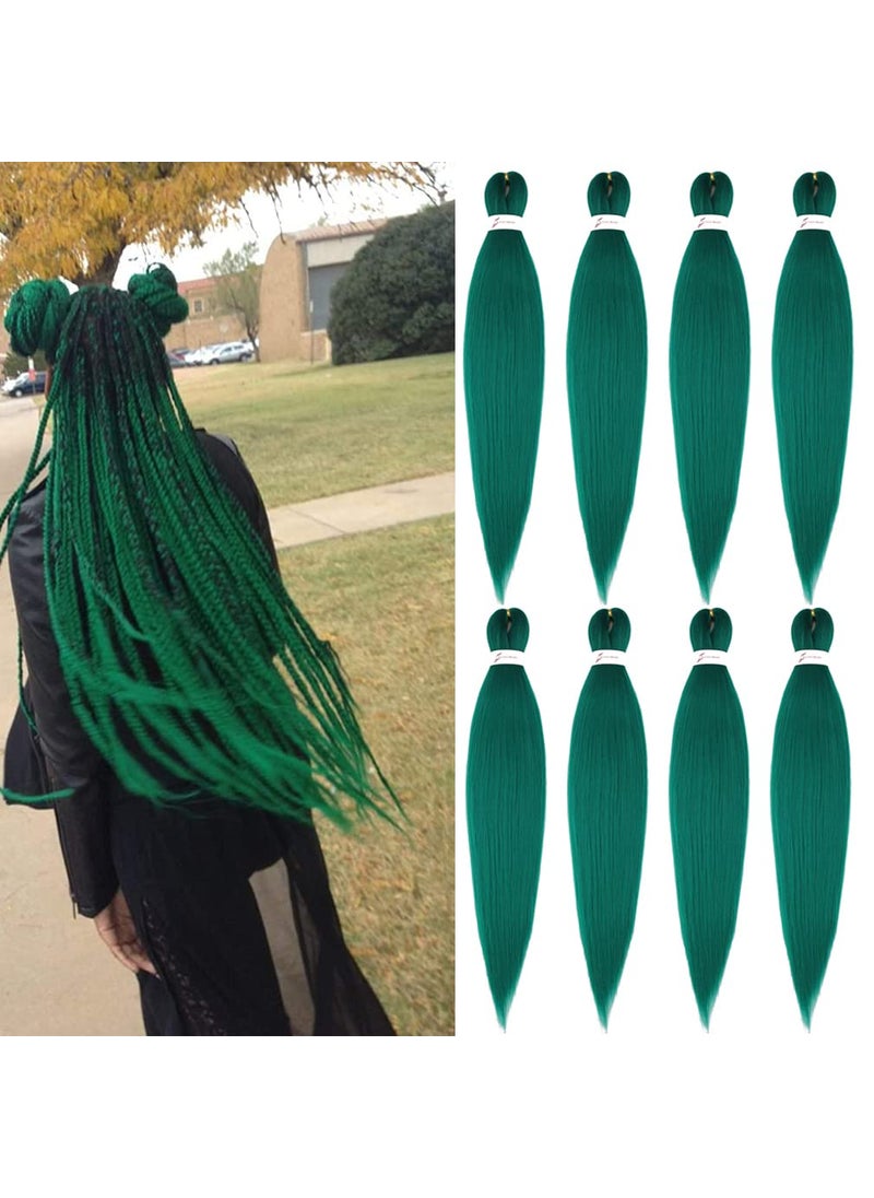 YUCCAHA - Pre stretched Braiding Hair 30 Inch 8 Packs Professional Hair Extensions Synthetic Braid Hair Crochet Braids Soft Yaki Texture Hot Water Setting30green - Image 1