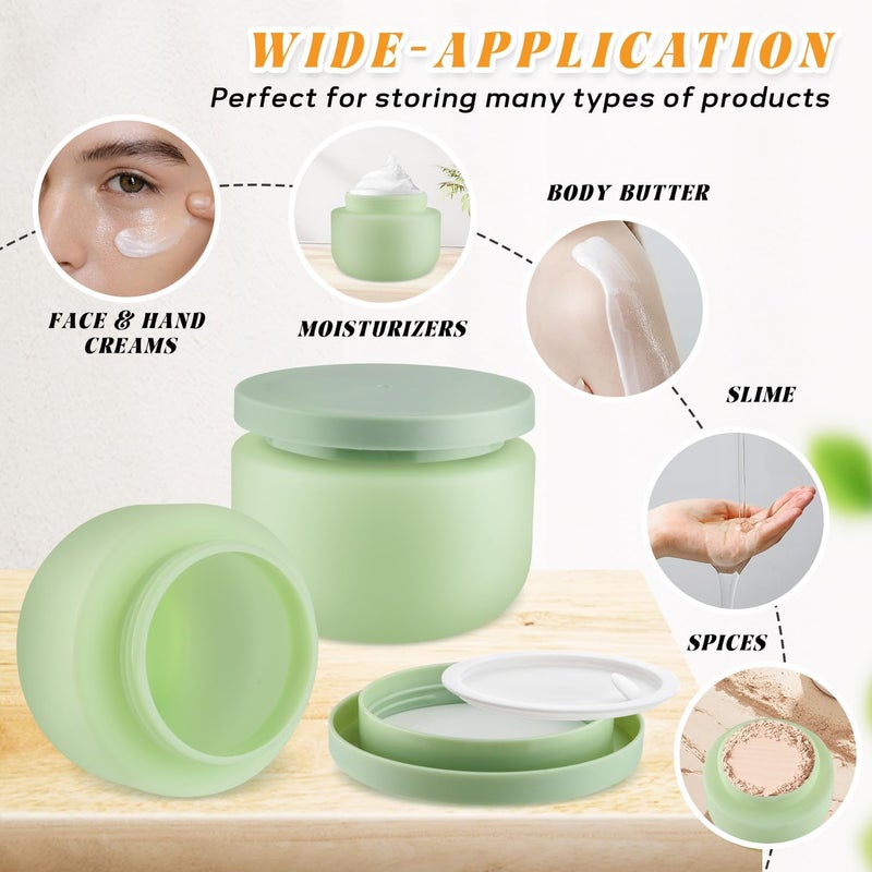 USRommaner 4 Pack 8 OZ Plastic Jars Round Cosmetic Container with Lids,Wide Mouth Soft Slime Jars for Lotion,Hand Cream,Ointments,Makeup,Body Butter,Rhinestone,Samples Pot Travel Make Up Storage (Green) - Image 4