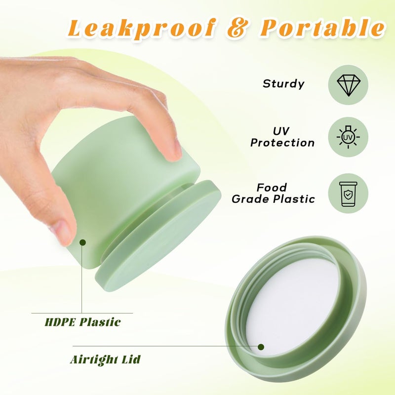 USRommaner 4 Pack 8 OZ Plastic Jars Round Cosmetic Container with Lids,Wide Mouth Soft Slime Jars for Lotion,Hand Cream,Ointments,Makeup,Body Butter,Rhinestone,Samples Pot Travel Make Up Storage (Green) - Image 5