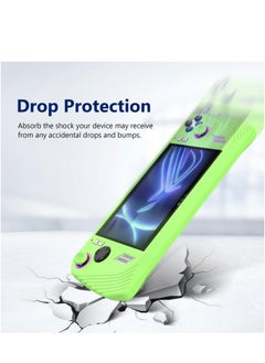 Excefore حافظة واقية لجهاز ASUS Rog Ally، غطاء سيليكون مضاد للانزلاق ومقاوم للصدمات، حافظة واقية لملحقات الألعاب المحمولة Asus ROG Ally (أخضر متوهج)  - Image 3