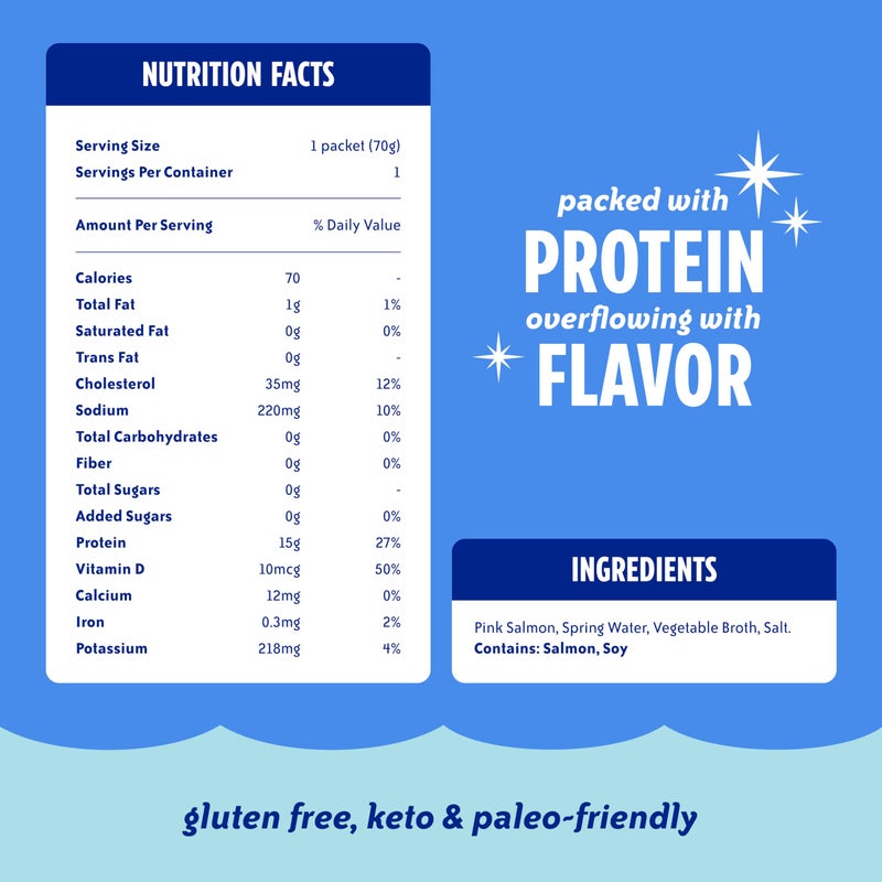 Chicken of the Sea Alaskan Pink Salmon in Spring Water, 2.5 Ounce Packets (Box of 12), Wild Caught, Skinless & Boneless - Image 3