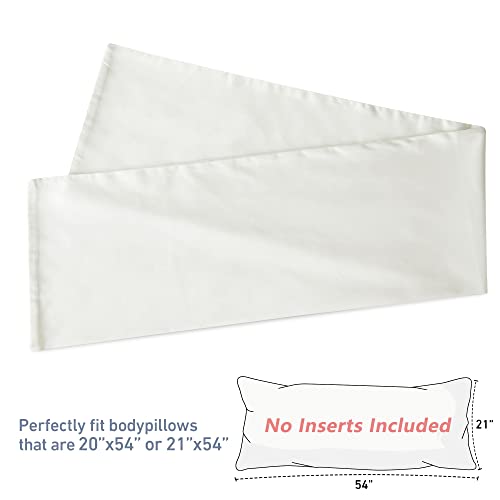 Leeden 100% Cotton Body Pillow Cover, 800 Thread Count 21x54 Soft Breathable Long Body Pillow Pillowcase, Off-White - Image 3