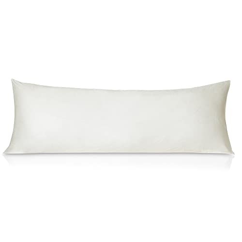 Leeden 100% Cotton Body Pillow Cover, 800 Thread Count 21x54 Soft Breathable Long Body Pillow Pillowcase, Off-White - Image 1