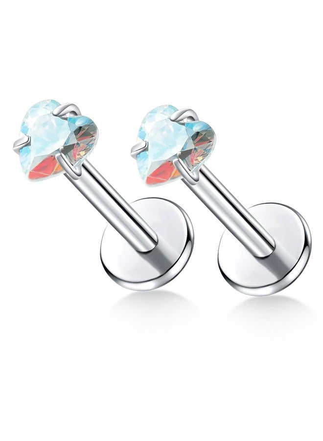 TOMIDES G23 Titanium Lip Labret Studs Helix Tragus Earring Set 16G Threadless CZ Nose Stud Hypoallergenic Conch Lobe Monroe Piercing Jewelry, Titanium, cubic zirconia - Image 1