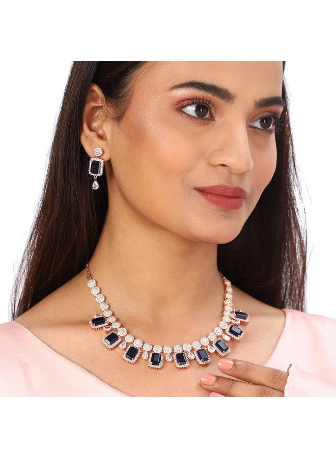 VOYLLA Blue stones rose gold necklace set - Image 4